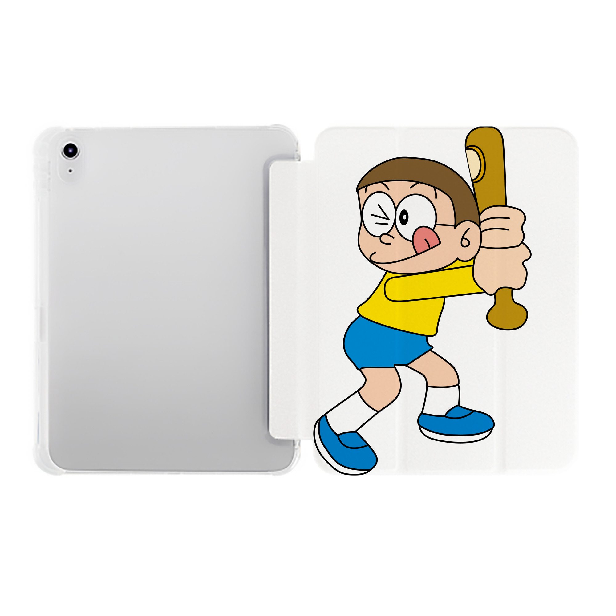 （画像用） ドラえもん 野比 のび太 Doraemon Nobita Nobi IPad ケース ペン収納付き 三つ折りスタンド PUレザー×シリコン 対応機種9.5/10.5/10.9インチ